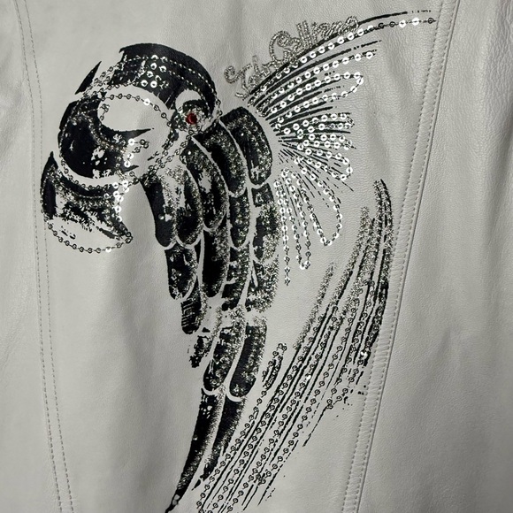 John Galliano leather moto jacket in white - Picture 5 of 14